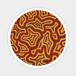 Red Orange Yellow Green Groovy Autumnal Liquid Marble Swirl Magnet